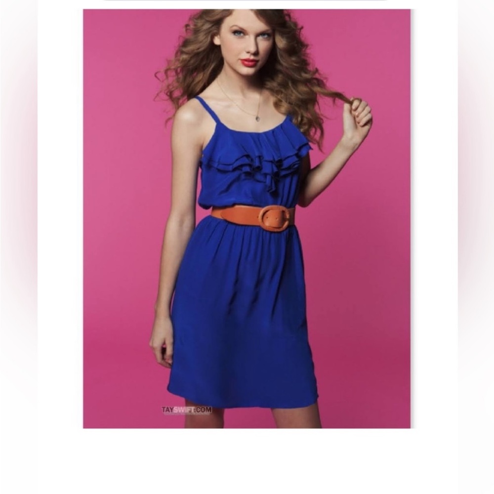 Amanda Uprichard Blue Silk Sleeveless Mini Dress